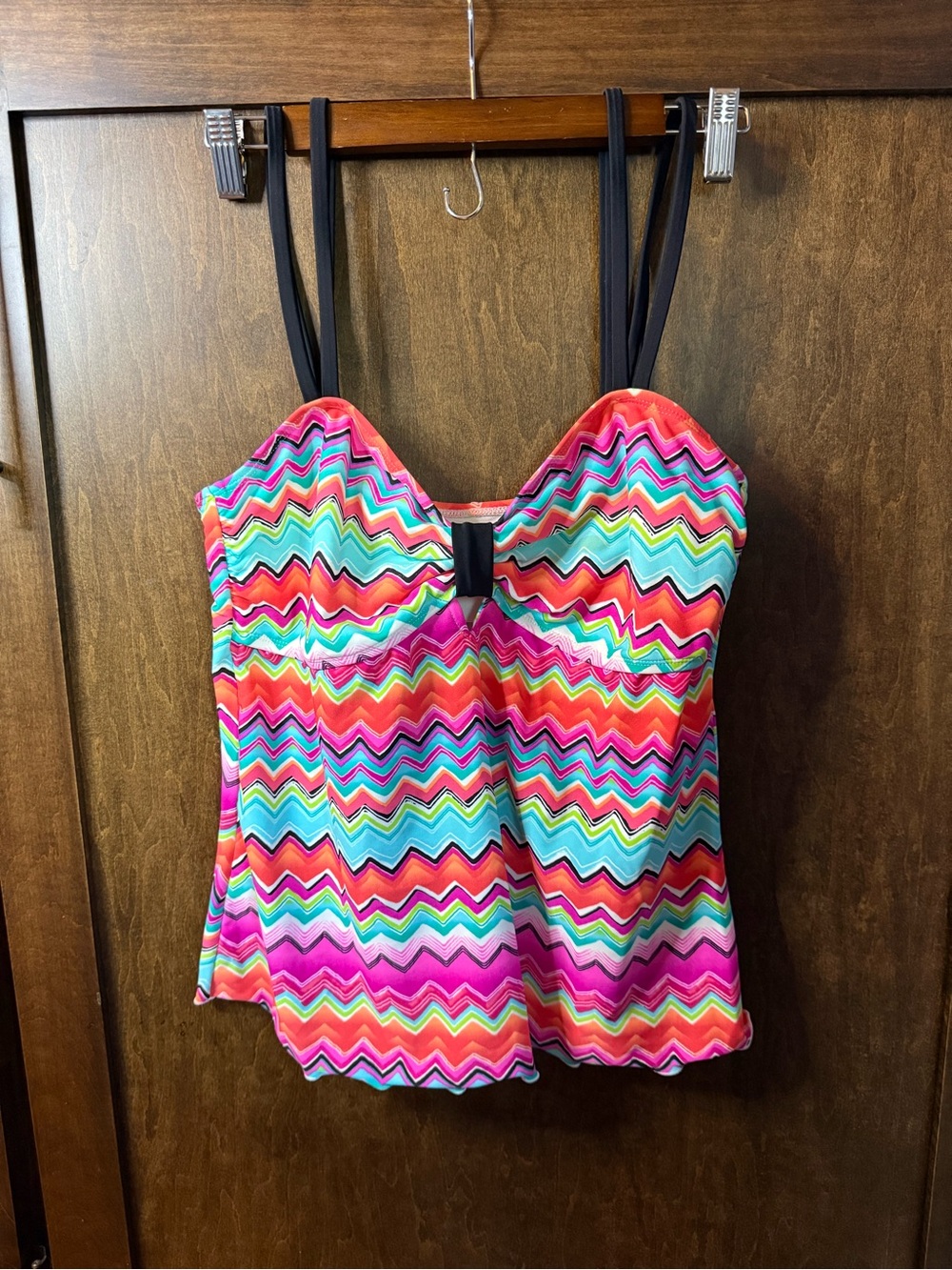 Chevron-Print Women’s Swim Camisole Tankini Top - Multicolor
